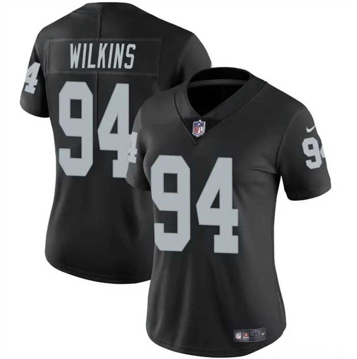 Women%27s Las Vegas Raiders #94 Christian Wilkins Black Vapor Stitched Jersey Dzhi